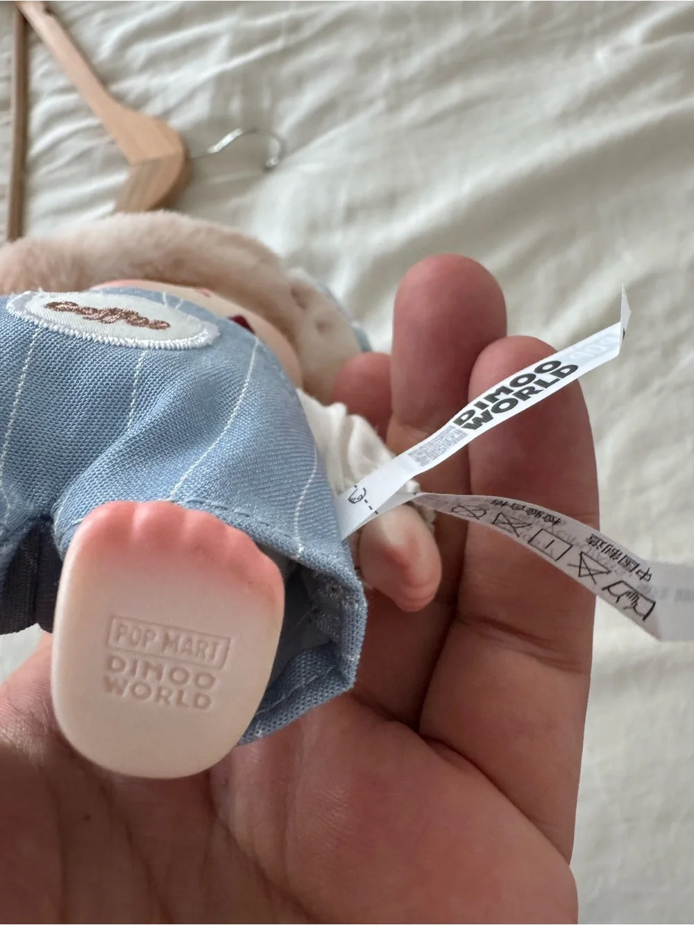 DIMOO World Blue & Cream Plush Doll Keyring - Coffee Outfit